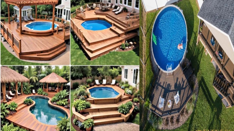 above ground pool deck ideas on a budget