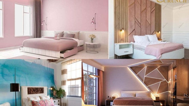 pink two colour combination for bedroom walls