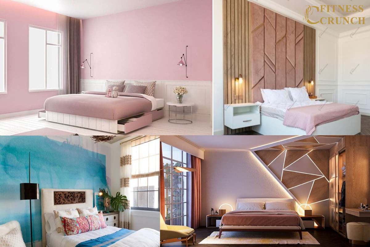 pink two colour combination for bedroom walls