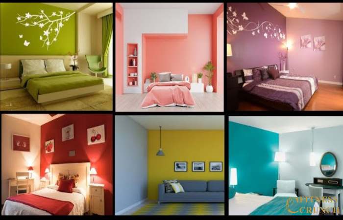 pink two colour combination for bedroom walls