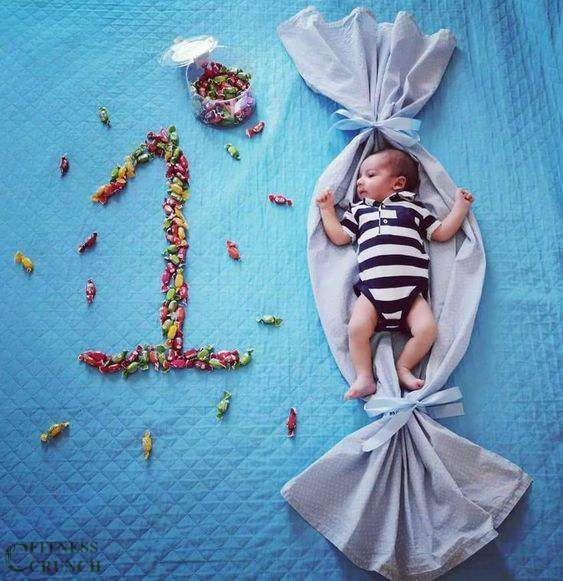 1st month theme baby photoshoot ideas_Monthly baby photoshoot ideas_1 month theme baby photo shoot 