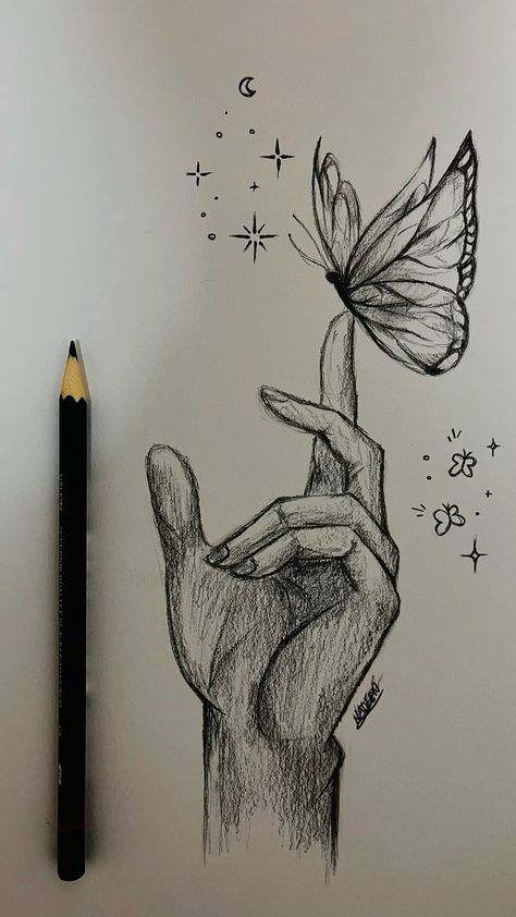 Butterfly hand drawing