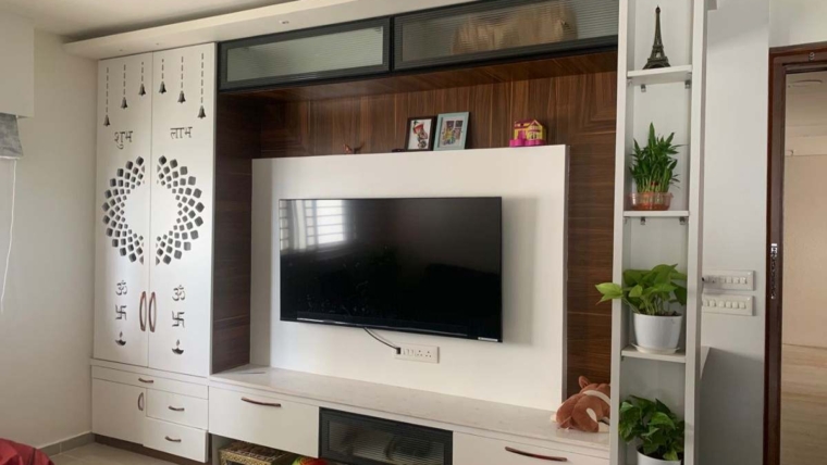 Mandir Living Room Tv Unit With Pooja Unit