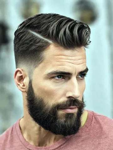 Triangle Face Shape Hairstyle Male with Beard