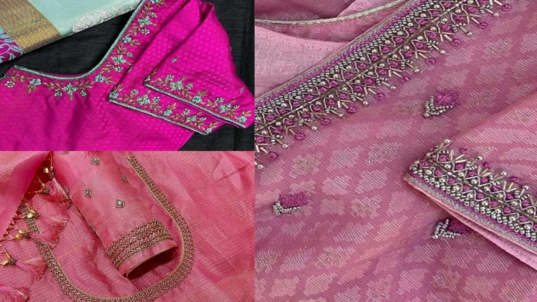 Pink Blouse Wedding Aari Work Blouse Hand Designs