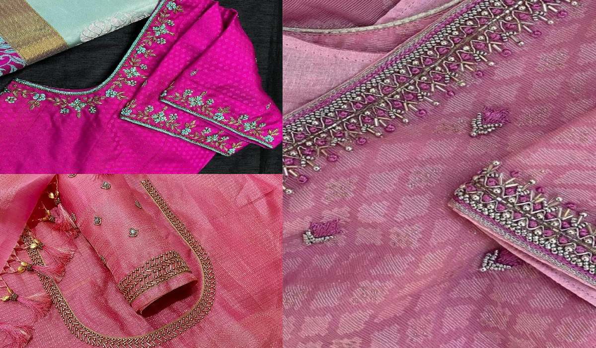 Pink Blouse Wedding Aari Work Blouse Hand Designs