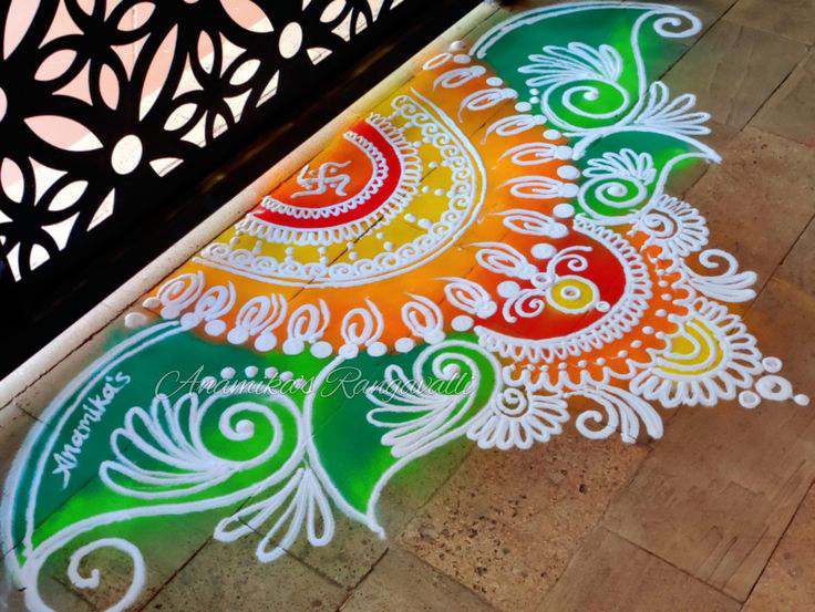 attractive big rangoli kolam designs with colours