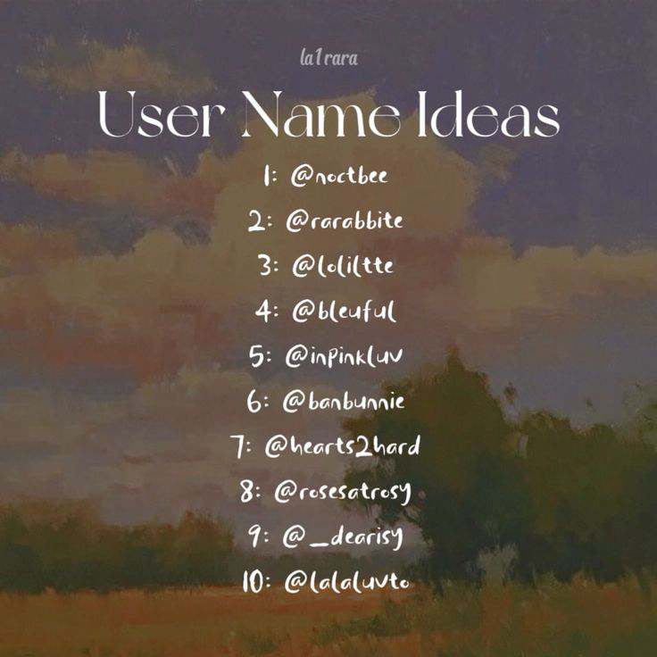 User Name Ideas 