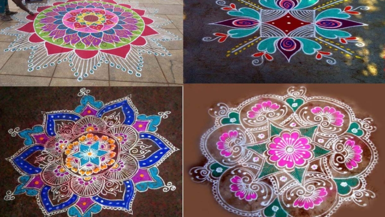 attractive big rangoli kolam designs with colours