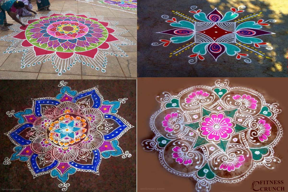 attractive big rangoli kolam designs with colours