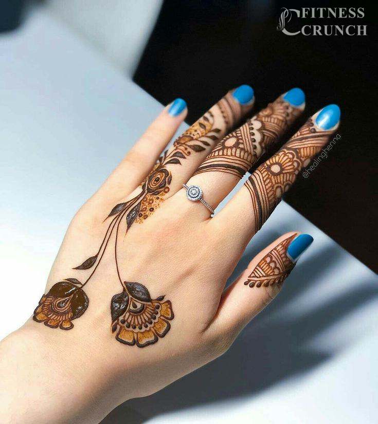 Simple stylish back hand mehndi designs