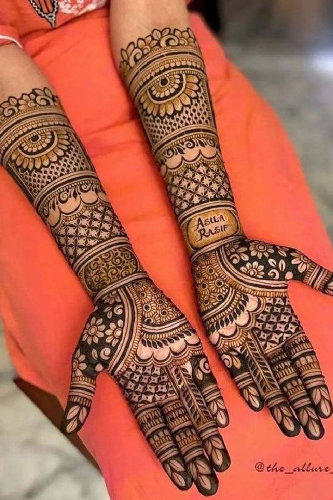 front full hand bridal mehndi design