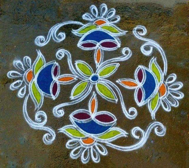 Simple and elegant Rangoli designs can enhance a house during festivities. In Indian tradition people create a rangoli before a celebration to find Divine blessings and enhance the heaven positively.