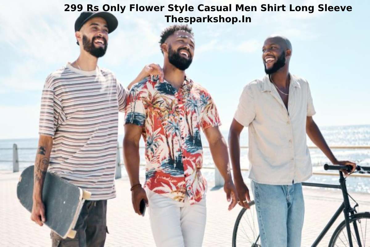 299 Rs Only Flower Style Casual Men Shirt Long Sleeve Thesparkshop.In