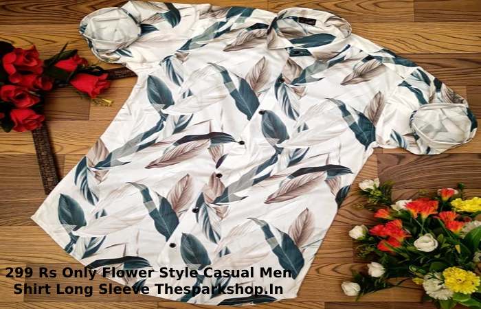 299 Rs Only Flower Style Casual Men Shirt Long Sleeve Thesparkshop.In 