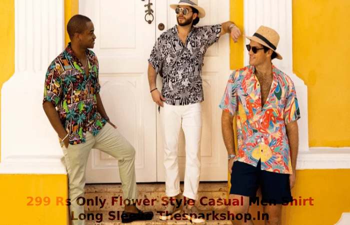 299 Rs Only Flower Style Casual Men Shirt Long Sleeve Thesparkshop.In