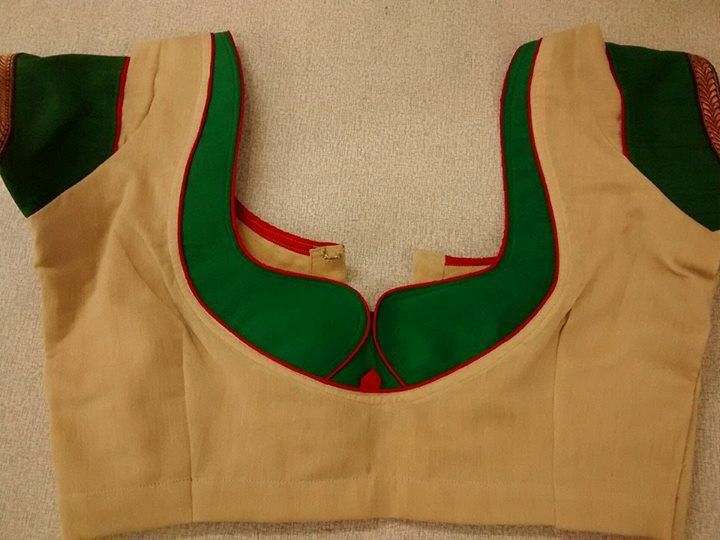 Sandal blouse with Green Patch work